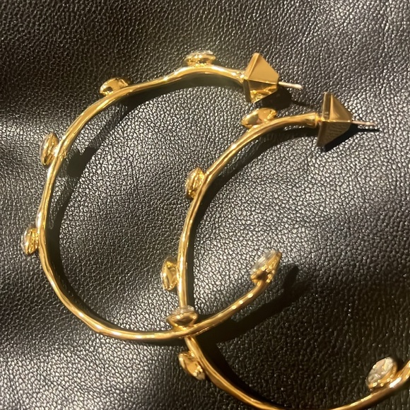 ALEXIS BITTAR Gold Navette Crystal Hoop Earrings - Picture 9 of 9